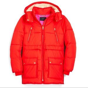 J Crew Chateau Water Resistant Puffer Jacket Red